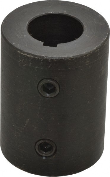 Climax Metal Products - 3/4" Inside x 1-1/2" Outside Diam, Mild Steel Set Screw Rigid Coupling with keyway - 2" Long x 3/16" Keyway Width x 3/32" Keyway Depth - Exact Tooling