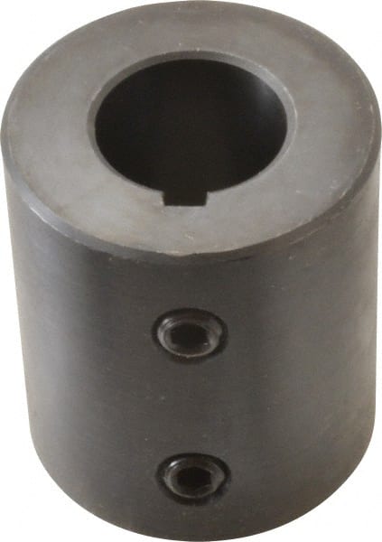 Climax Metal Products - 7/8" Inside x 1-3/4" Outside Diam, Mild Steel Set Screw Rigid Coupling with keyway - 2" Long x 3/16" Keyway Width x 3/32" Keyway Depth - Exact Tooling