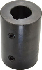 Climax Metal Products - 1" Inside x 2" Outside Diam, Mild Steel Set Screw Rigid Coupling with keyway - 3" Long x 1/4" Keyway Width x 1/8" Keyway Depth - Exact Tooling