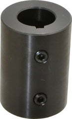 Climax Metal Products - 1-1/8" Inside x 2-1/8" Outside Diam, Mild Steel Set Screw Rigid Coupling with keyway - 3" Long x 1/4" Keyway Width x 1/8" Keyway Depth - Exact Tooling