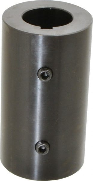 Climax Metal Products - 1-3/8" Inside x 2-1/2" Outside Diam, Mild Steel Set Screw Rigid Coupling with keyway - 4-1/2" Long x 5/16" Keyway Width x 5/32" Keyway Depth - Exact Tooling