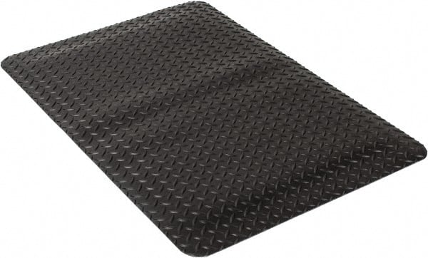 Wearwell - 3' Long x 2' Wide, Dry Environment, Anti-Fatigue Matting - Black, Vinyl with Urethane Sponge Base, Beveled on 4 Sides - Exact Tooling