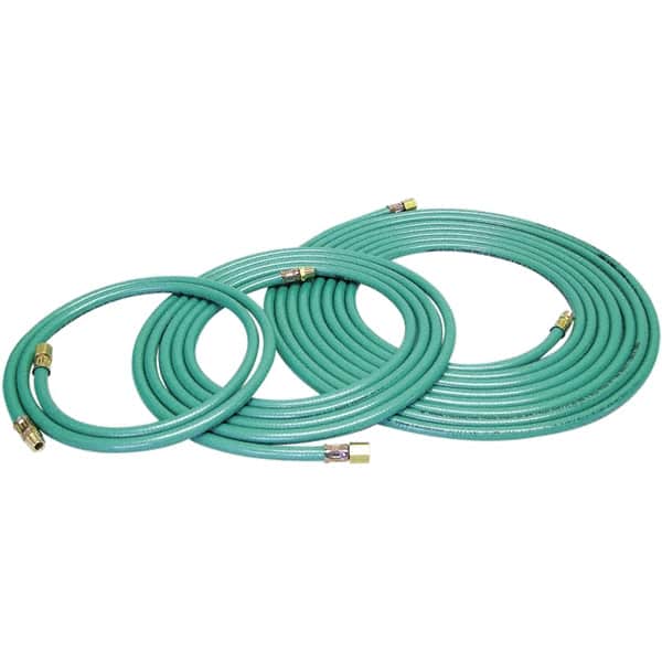 Dynabrade - 8mm ID x 12.7" OD 12' Long Multipurpose Air Hose - Male/Male Ends, 90 Working psi, Green - Exact Tooling