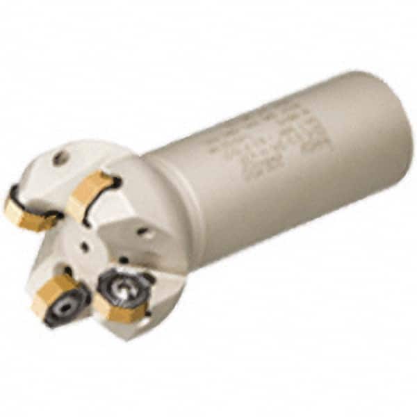 Iscar - 1-1/2" Cut Diam, 0.49" Max Depth of Cut, 1-1/2" Shank Diam, 9.84" OAL, Indexable Square Shoulder Helical End Mill - T490 LN.. 1306 Inserts, Cylindrical Shank, 90° Lead Angle, Through Coolant, Series Helitang - Exact Tooling