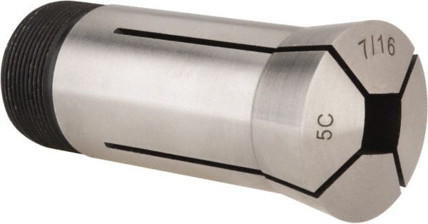 Interstate - 7/16 Inch 5C Square Collet - 3.28" Overall Length, 1.041-24 Internal Thread Size, Steel, 0.0039 Inch TIR - Exact Tooling