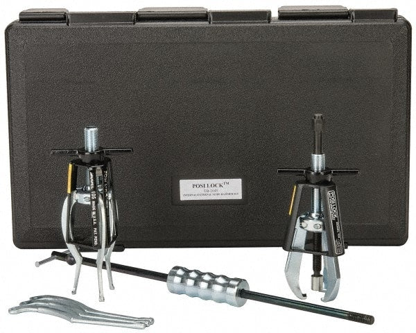 Posi Lock Puller - 5 Piece, 5 Ton Capacity, 1/2 to 5" Spread, Slide Hammer Set - 3 Jaws, 4" Reach - Exact Tooling