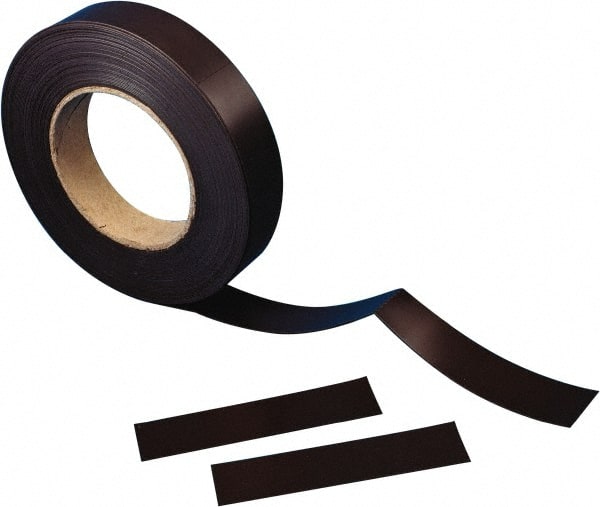 Aigner Index - 600" Long x 2" Wide x 0.03" Thick Flexible Magnetic Rectangular Strip - 0.8 Lb Max Pull Force, Plain Back, Black - Exact Tooling