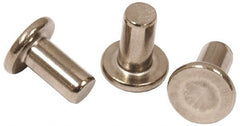 RivetKing - 0.107" Body Diam, Flat Steel Tinners Solid Rivet - 0.198" Length Under Head - Exact Tooling