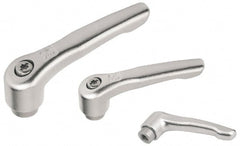 KIPP - 3/8-16, 19mm Hub Diam, Stainless Steel Female Threaded Insert Adjustable Clamping Handle - 109mm OAL, 63mm High, 17mm Hole Depth - Exact Tooling