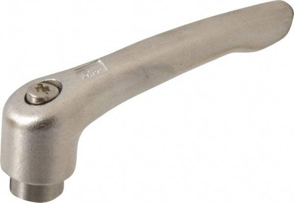 KIPP - 5/16-18, 13.5mm Hub Diam, Stainless Steel Female Threaded Insert Adjustable Clamping Handle - 74.5mm OAL, 42.5mm High, 12mm Hole Depth - Exact Tooling