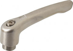 KIPP - 5/16-18, 13.5mm Hub Diam, Stainless Steel Female Threaded Insert Adjustable Clamping Handle - 74.5mm OAL, 42.5mm High, 12mm Hole Depth - Exact Tooling