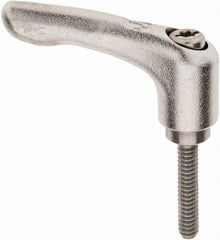 KIPP - #10-24, 10mm Hub Diam, Stainless Steel Threaded Stud Adjustable Clamping Handle - 25mm Stud Length, 47mm OAL, 31mm High - Exact Tooling