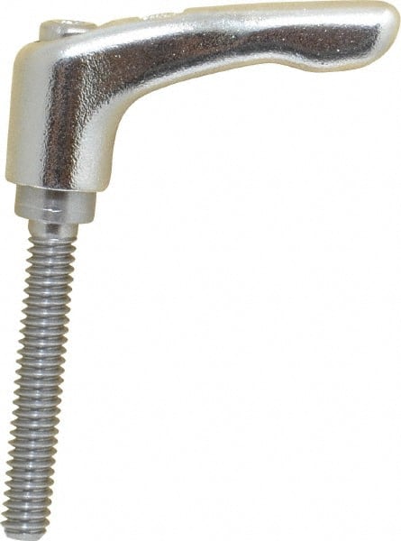 KIPP - 1/4-20, 10mm Hub Diam, Stainless Steel Threaded Stud Adjustable Clamping Handle - 40mm Stud Length, 47mm OAL, 31mm High - Exact Tooling