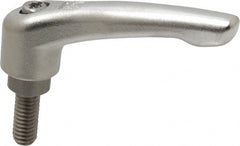 KIPP - 5/16-18, 17/32" Hub Diam, Stainless Steel Threaded Stud Adjustable Clamping Handle - 20mm Stud Length, 74.5mm OAL, 42.5mm High - Exact Tooling