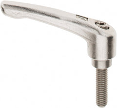 KIPP - 5/16-18, 17/32" Hub Diam, Stainless Steel Threaded Stud Adjustable Clamping Handle - 30mm Stud Length, 74.5mm OAL, 42.5mm High - Exact Tooling