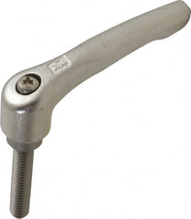 KIPP - 5/16-18, 17/32" Hub Diam, Stainless Steel Threaded Stud Adjustable Clamping Handle - 40mm Stud Length, 74.5mm OAL, 42.5mm High - Exact Tooling