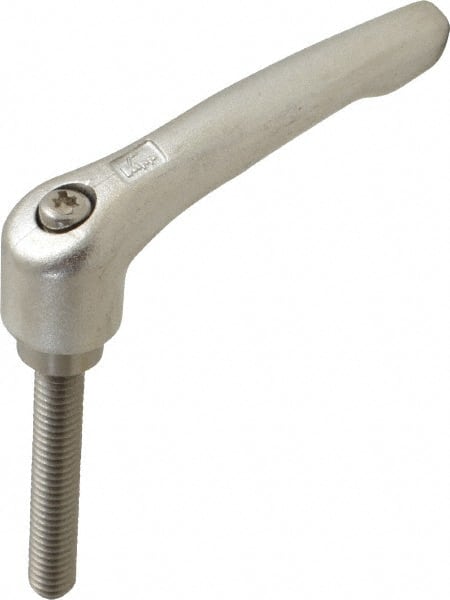 KIPP - 5/16-18, 17/32" Hub Diam, Stainless Steel Threaded Stud Adjustable Clamping Handle - 1-31/32" Stud Length, 74.5mm OAL, 42.5mm High - Exact Tooling