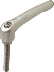 KIPP - 5/16-18, 17/32" Hub Diam, Stainless Steel Threaded Stud Adjustable Clamping Handle - 1-31/32" Stud Length, 74.5mm OAL, 42.5mm High - Exact Tooling