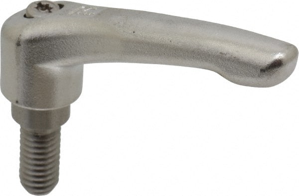 KIPP - 3/8-16, 17/32" Hub Diam, Stainless Steel Threaded Stud Adjustable Clamping Handle - 20mm Stud Length, 74.5mm OAL, 42.5mm High - Exact Tooling