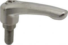 KIPP - 3/8-16, 17/32" Hub Diam, Stainless Steel Threaded Stud Adjustable Clamping Handle - 20mm Stud Length, 74.5mm OAL, 42.5mm High - Exact Tooling