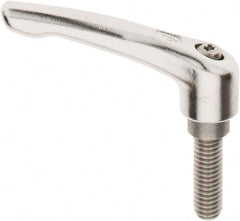 KIPP - 3/8-16, 17/32" Hub Diam, Stainless Steel Threaded Stud Adjustable Clamping Handle - 30mm Stud Length, 74.5mm OAL, 42.5mm High - Exact Tooling
