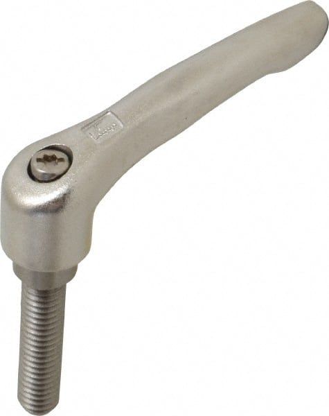 KIPP - 3/8-16, 17/32" Hub Diam, Stainless Steel Threaded Stud Adjustable Clamping Handle - 40mm Stud Length, 74.5mm OAL, 42.5mm High - Exact Tooling