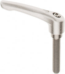 KIPP - 3/8-16, 17/32" Hub Diam, Stainless Steel Threaded Stud Adjustable Clamping Handle - 1-31/32" Stud Length, 74.5mm OAL, 42.5mm High - Exact Tooling