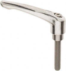 KIPP - 3/8-16, 16mm Hub Diam, Stainless Steel Threaded Stud Adjustable Clamping Handle - 1-31/32" Stud Length, 91mm OAL, 54.5mm High - Exact Tooling