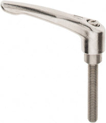 KIPP - 3/8-16, 16mm Hub Diam, Stainless Steel Threaded Stud Adjustable Clamping Handle - 60mm Stud Length, 91mm OAL, 54.5mm High - Exact Tooling
