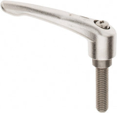 KIPP - 1/2-13, 3/4" Hub Diam, Stainless Steel Threaded Stud Adjustable Clamping Handle - 1-31/32" Stud Length, 109mm OAL, 63mm High - Exact Tooling