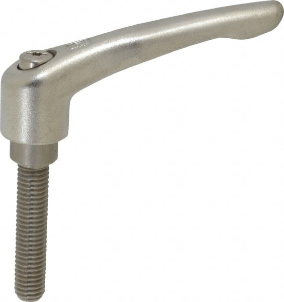 KIPP - 1/2-13, 3/4" Hub Diam, Stainless Steel Threaded Stud Adjustable Clamping Handle - 60mm Stud Length, 109mm OAL, 63mm High - Exact Tooling