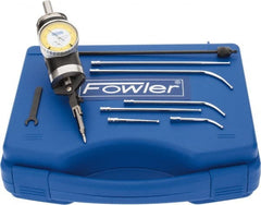 Fowler - 7 Piece, 0" to 1/4" Measuring Range, 1.6" Dial Diam, 0-50 Dial Reading, White Dial Test Indicator Kit - 0.0005" Dial Graduation - Exact Tooling