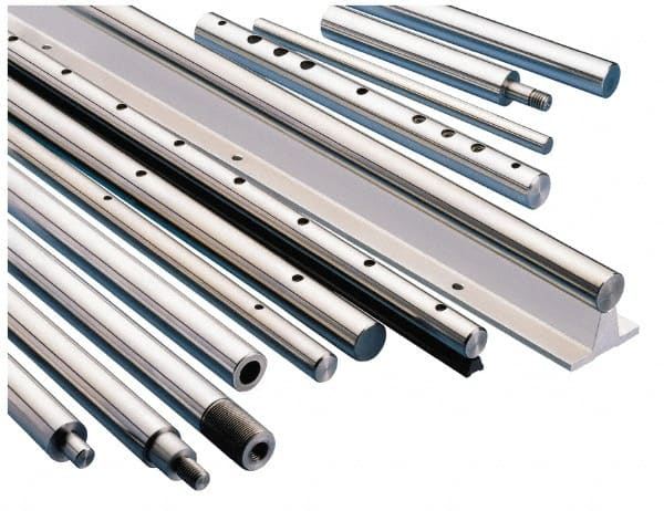 Thomson Industries - 1/2" Diam, 2' Long, Chrome Plated Steel Standard Round Linear Shafting - 60-65C Hardness, .4995/.4990 Tolerance - Exact Tooling