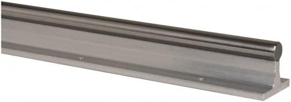 Thomson Industries - 1/2" Shaft Diam, 1-1/2" Base Width, Steel Shaft, Aluminum Rail, Round Shaft Assemblies - 24" Long, 1/4" Neck Width - Exact Tooling