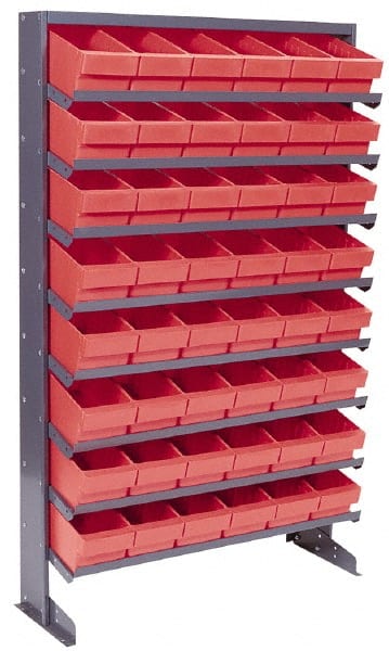 Quantum Storage - 400 Lb Capacity, 12" Deep x 36" Wide x 60" High, Steel Pick Rack - 1 Side, 48 Gray Polystyrene Bins - Exact Tooling