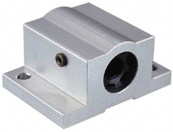 Thomson Industries - 1" Inside Diam, 780/1560 Lbs. Dynamic Capacity, Open Single Pillow Block Linear Bearing - 2" Overall Height x 3-1/4" Overall Width - Exact Tooling