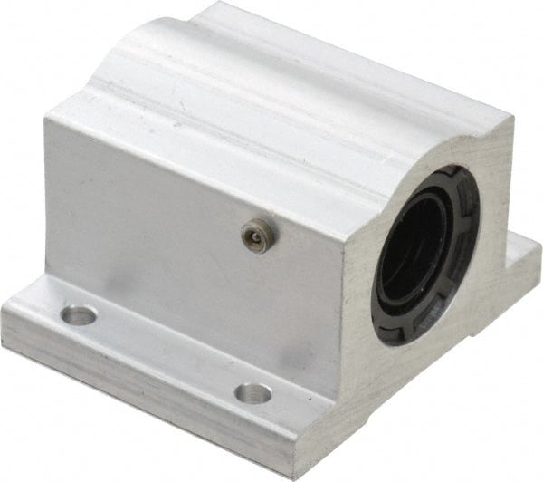 Thomson Industries - 1/2" Inside Diam, 255/510 Lbs. Dynamic Capacity, Closed Single Pillow Block Linear Bearing - 1-1/4" Overall Height x 2" Overall Width - Exact Tooling