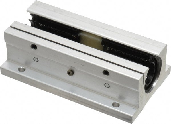 Thomson Industries - 1/2" Inside Diam, 180/360 Lbs. Dynamic Capacity, Open Twin Pillow Block Linear Bearing - 1.13" Overall Height x 2" Overall Width - Exact Tooling