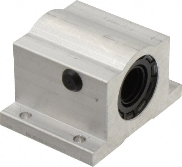 Thomson Industries - 5/8" Inside Diam, 620/1240 Lbs. Dynamic Capacity, Closed Single Pillow Block Linear Bearing - 1.63" Overall Height x 2-1/2" Overall Width - Exact Tooling