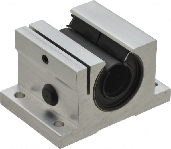 Thomson Industries - 5/8" Inside Diam, 620/1240 Lbs. Dynamic Capacity, Open Single Pillow Block Linear Bearing - 1.44" Overall Height x 2-1/2" Overall Width - Exact Tooling