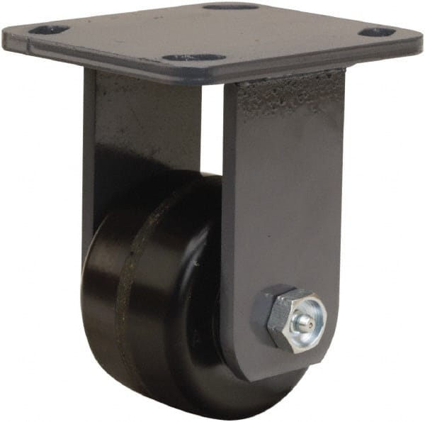 Hamilton - 3-1/4" Diam x 2" Wide x 5-1/4" OAH Top Plate Mount Rigid Caster - Phenolic, 700 Lb Capacity, Straight Roller Bearing, 4 x 4-1/2" Plate - Exact Tooling