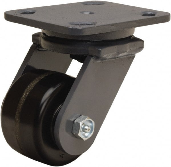 Hamilton - 3-1/4" Diam x 2" Wide x 5-1/4" OAH Top Plate Mount Swivel Caster - Phenolic, 700 Lb Capacity, Straight Roller Bearing, 4 x 5" Plate - Exact Tooling