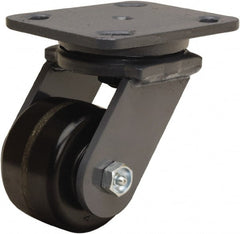 Hamilton - 3-1/4" Diam x 2" Wide x 5-1/4" OAH Top Plate Mount Swivel Caster - Phenolic, 700 Lb Capacity, Straight Roller Bearing, 4 x 5" Plate - Exact Tooling