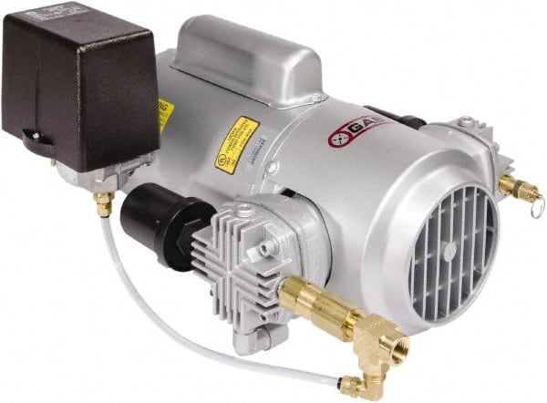 Gast - 1/2 hp, 4.5 CFM, 50 Max psi Piston Compressor Pump - 115/230-1 Volt, 16.02" Long x 13.14" Wide x 8.62" High - Exact Tooling