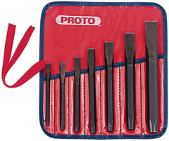 Proto - 7 Piece Cold Chisel Set - 10-11/16" OAL, Steel, Sizes Included 5/16 to 7/8" - Exact Tooling