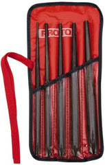 Proto - 5 Piece, 1/8 to 5/16", Drift Punch Set - Hex Shank, Steel, Comes in Tool Roll - Exact Tooling