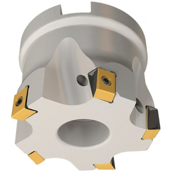 Iscar - 5 Inserts, 32mm Cut Diam, 16mm Arbor Diam, 8mm Max Depth of Cut, Indexable Square-Shoulder Face Mill - 0/90° Lead Angle, 35mm High, T490 LN.T 0804 Insert Compatibility, Through Coolant, Series Helitang - Exact Tooling