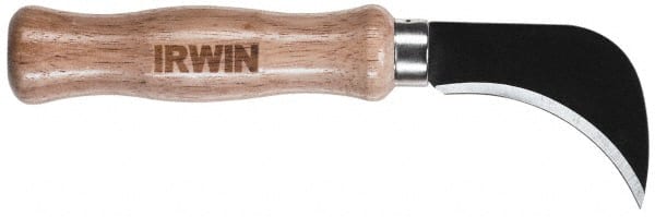 Irwin - Fixed Linoleum Knife - 4.3333" Blade, Silver & Brown Wood Handle, 1 Blade Included - Exact Tooling
