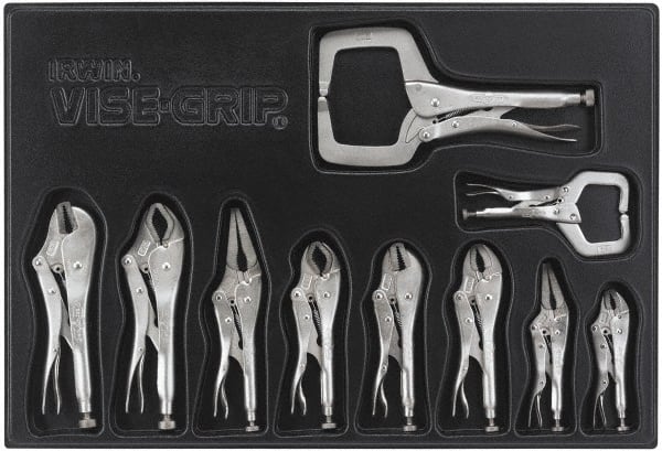 Irwin - 10 Piece Locking Plier Set - Comes in Plastic Tray - Exact Tooling