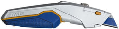 Irwin - Retractable Utility Knife - 5-3/4" Blade, Blue, Yellow & Silver ProTouch Handle, 10 Blades Included - Exact Tooling